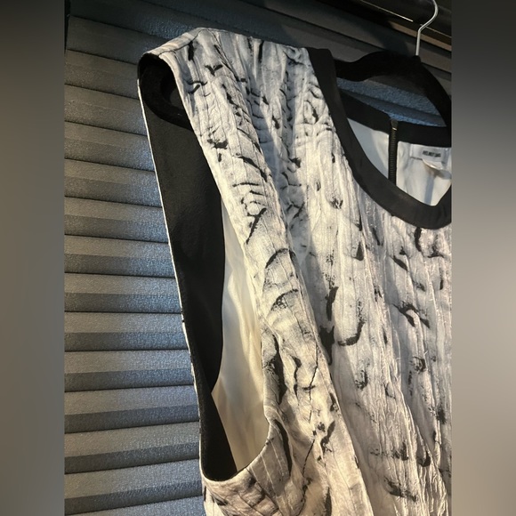 Helmut Lang Silk Annex Printed Sleeveless Mini Dress Gray Black White size 6 - Picture 6 of 15